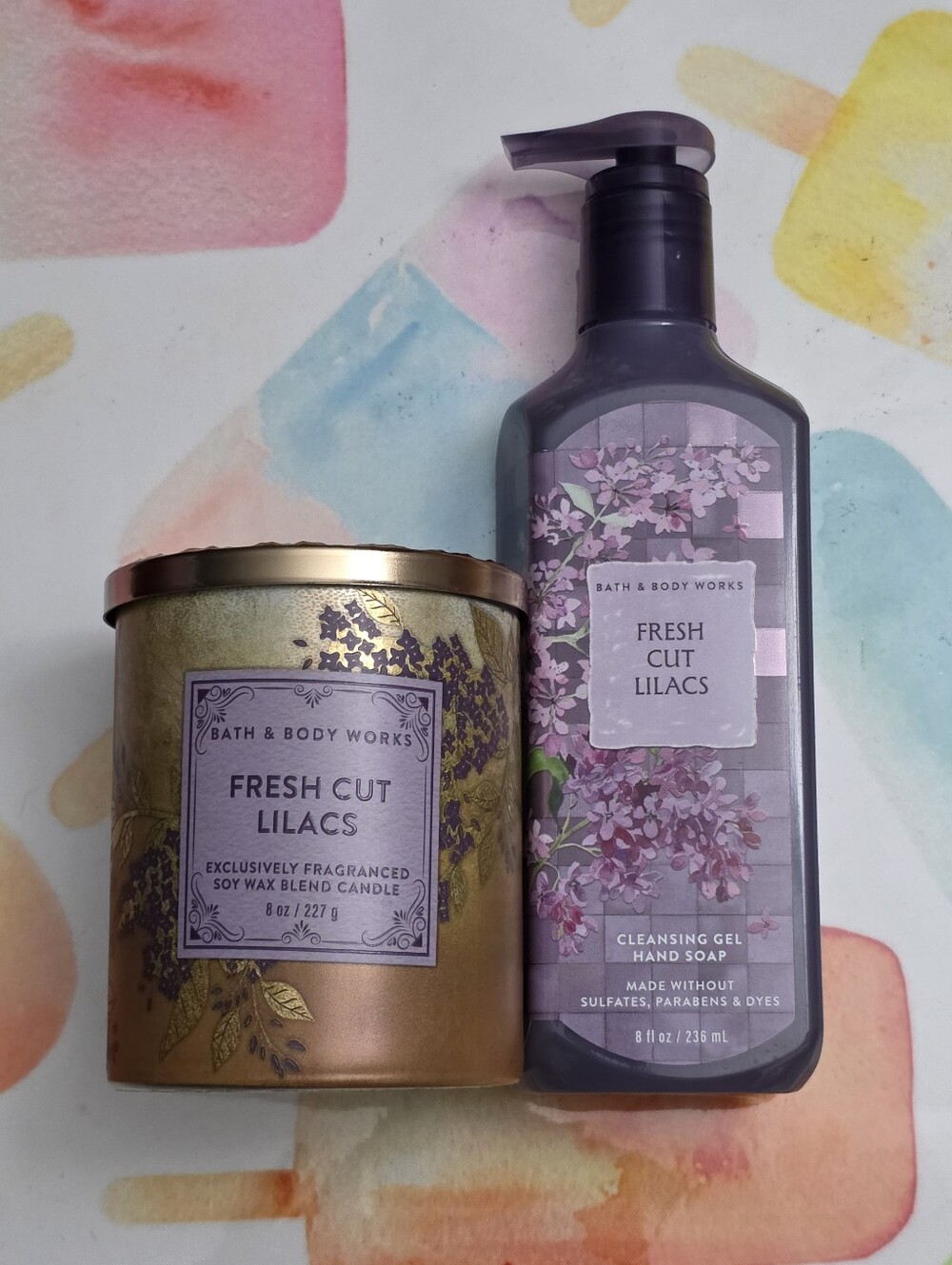 Bath & Body Works Fresh Cut Lilacs Hand Soap & Candle Set NEW